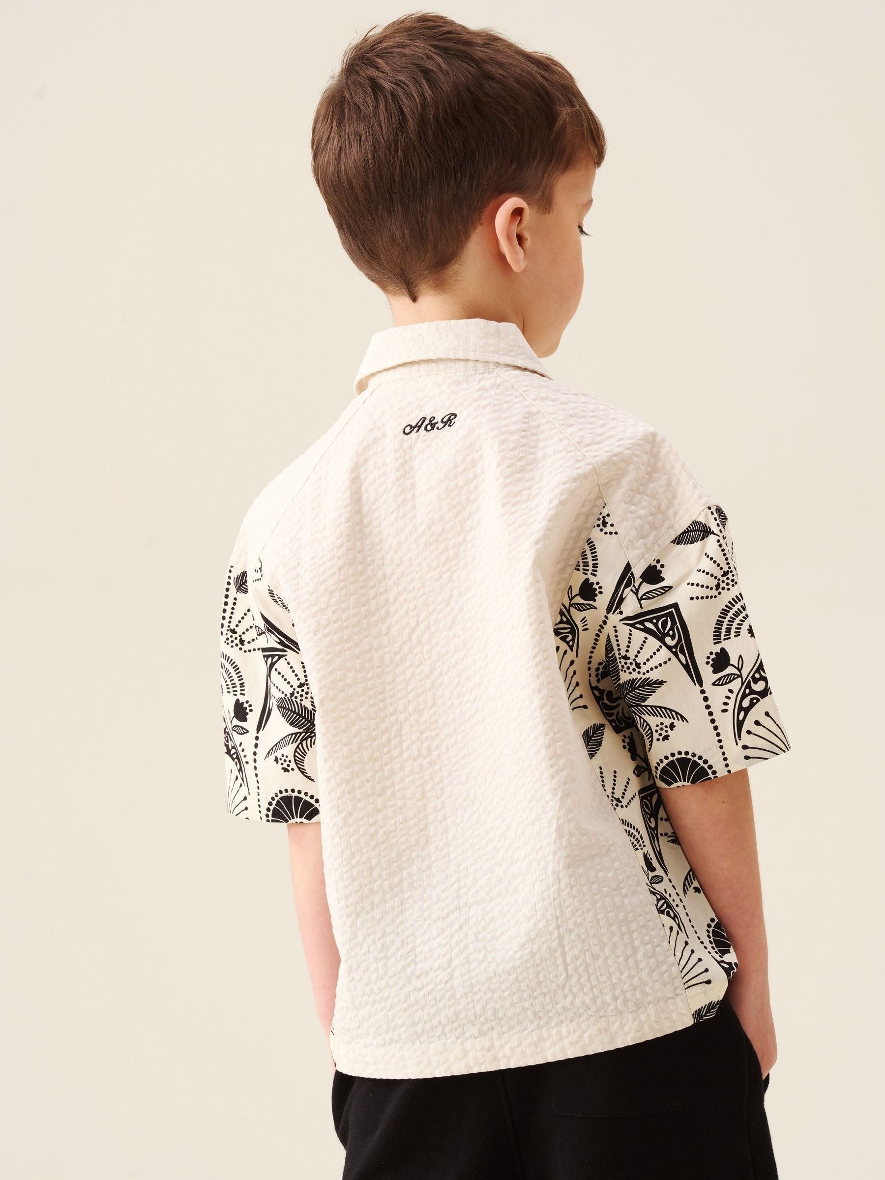 Dsiney Kidz - Angel & Rocket Cream Regan Cut And Sew Stripe Palm Shirt image 3