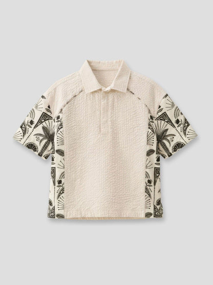 Dsiney Kidz - Angel & Rocket Cream Regan Cut And Sew Stripe Palm Shirt image 5