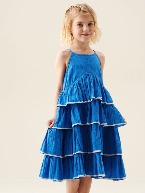 Dsiney Kidz - Angel & Rocket Blue Lois Tiered Seersucker Dress image 1
