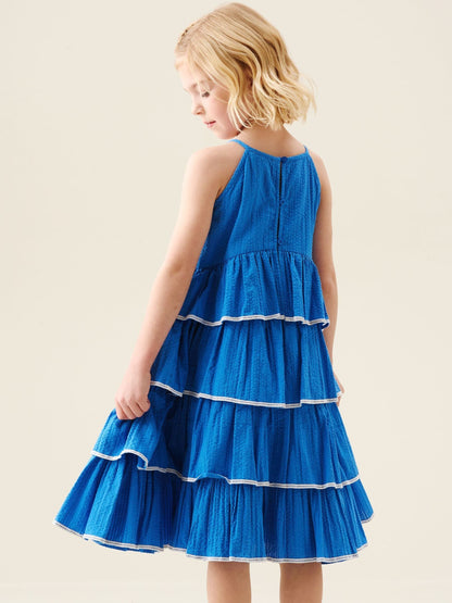 Angel & Rocket Blue Lois Tiered Seersucker Dress image 2