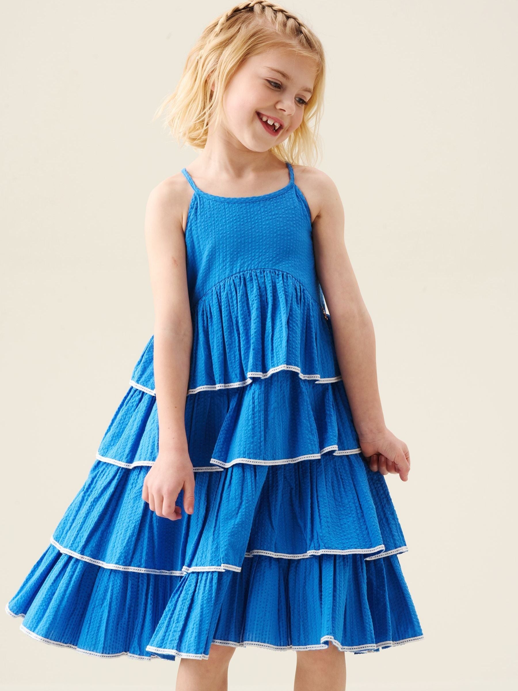 Angel & Rocket Blue Lois Tiered Seersucker Dress image 3