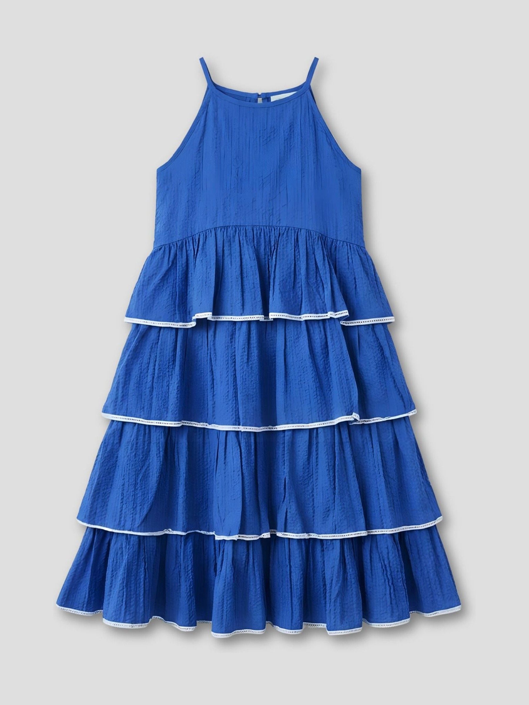 Angel & Rocket Blue Lois Tiered Seersucker Dress image 4