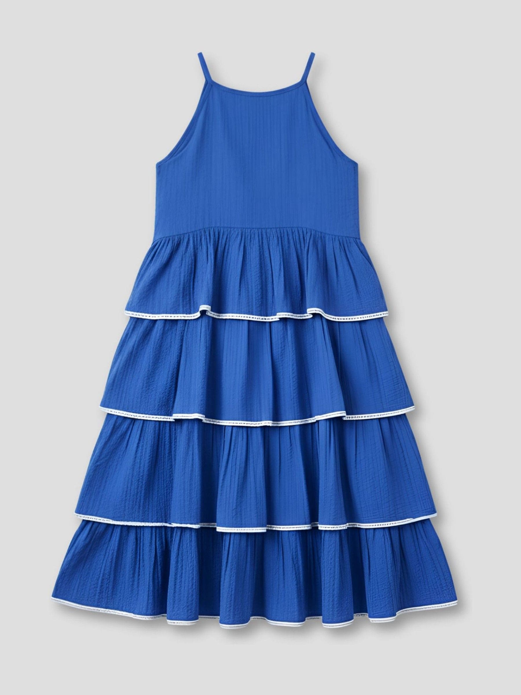 Angel & Rocket Blue Lois Tiered Seersucker Dress image 5