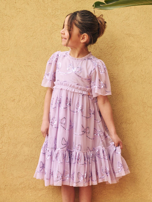Dsiney Kidz - Angel & Rocket Purple Delta Bow Sequin Mesh Dress image 1
