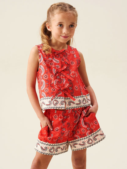 Dsiney Kidz - Angel & Rocket Red Ava Tie Front Bandana Print Top image 1