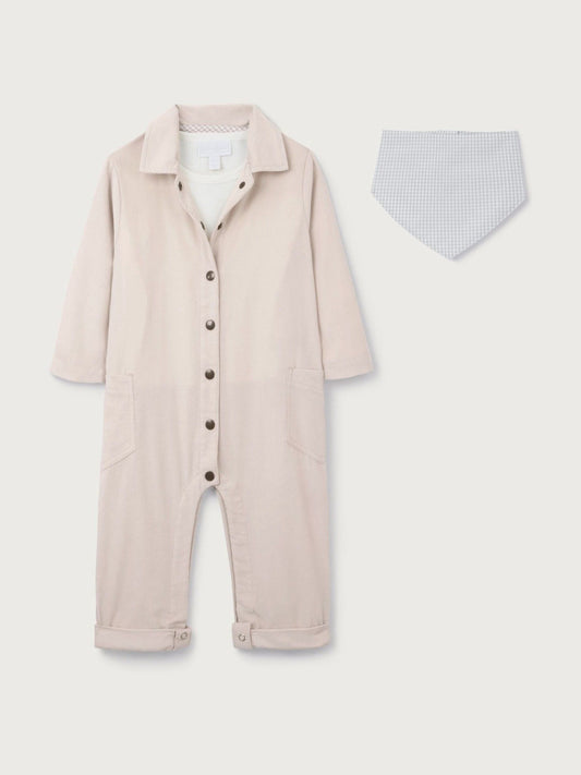 The White Company White Cotton Blend Cord Jumpsuit Top & Neckerchief Set image 1