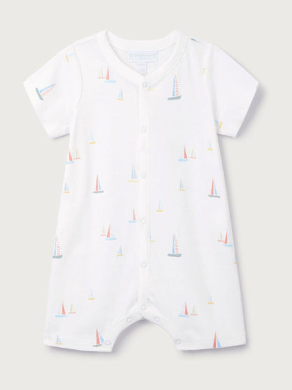 The White Company White Cotton Watercolour Boat Print Shorts image 1