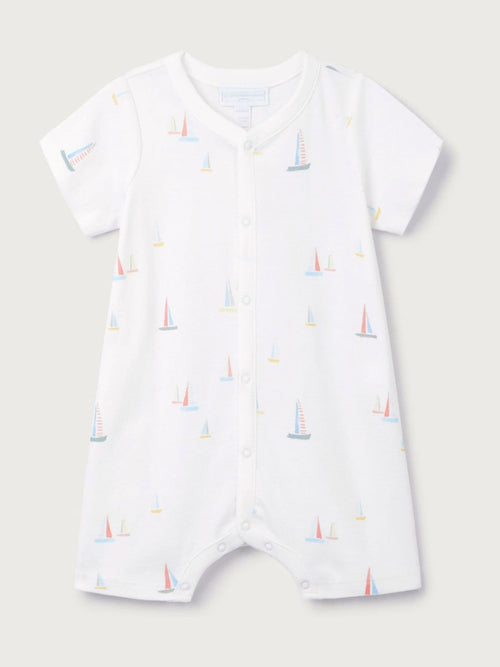 The White Company White Cotton Watercolour Boat Print Shorts image 1