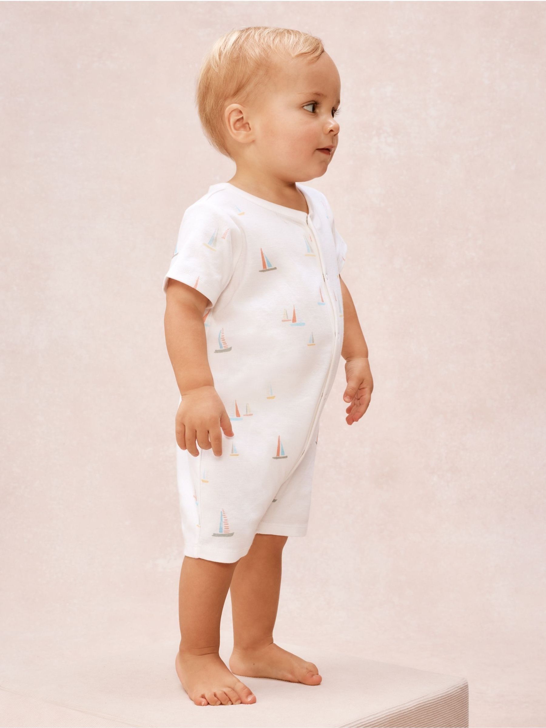 The White Company White Cotton Watercolour Boat Print Shorts image 2