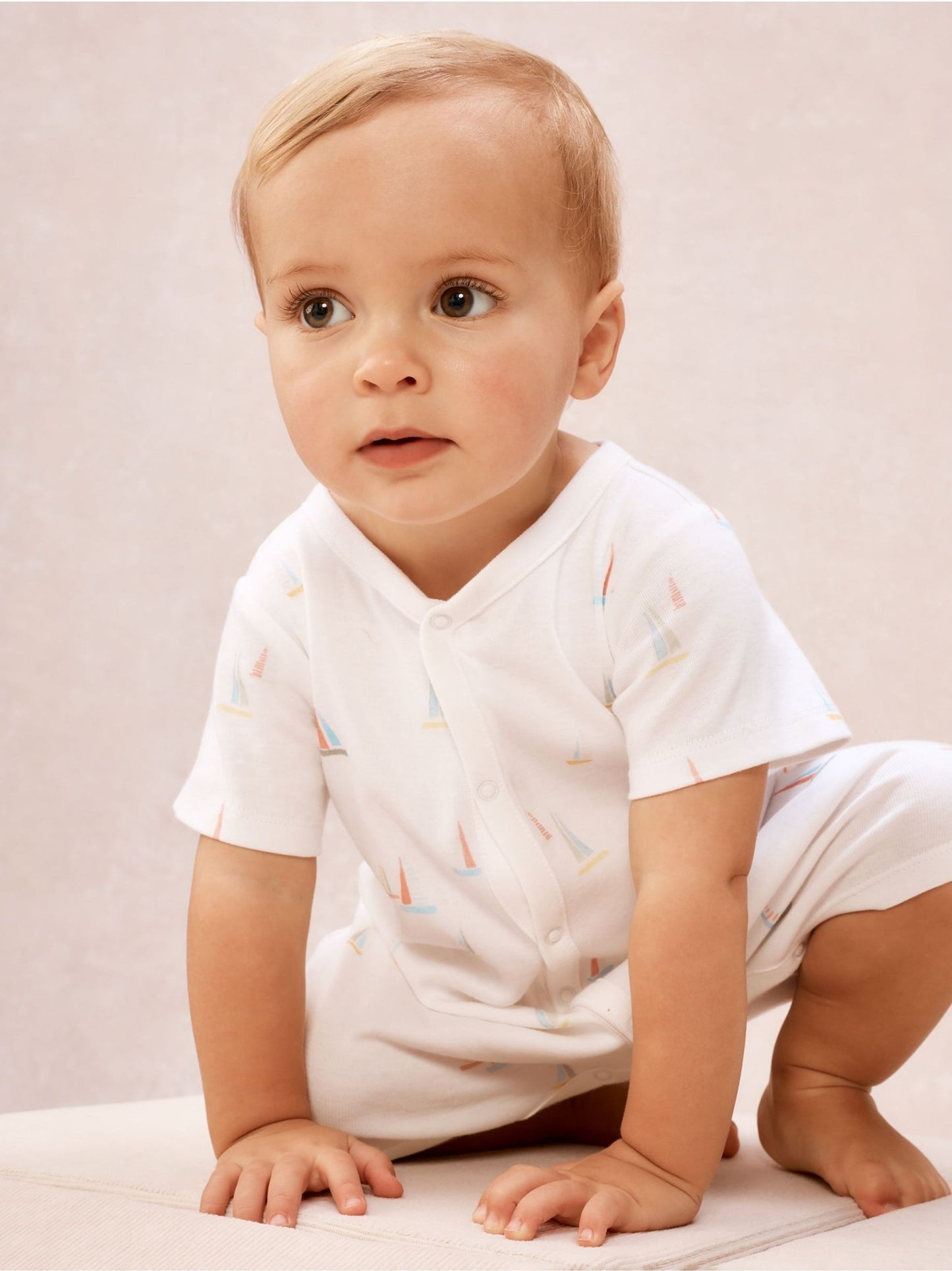 The White Company White Cotton Watercolour Boat Print Shorts image 4
