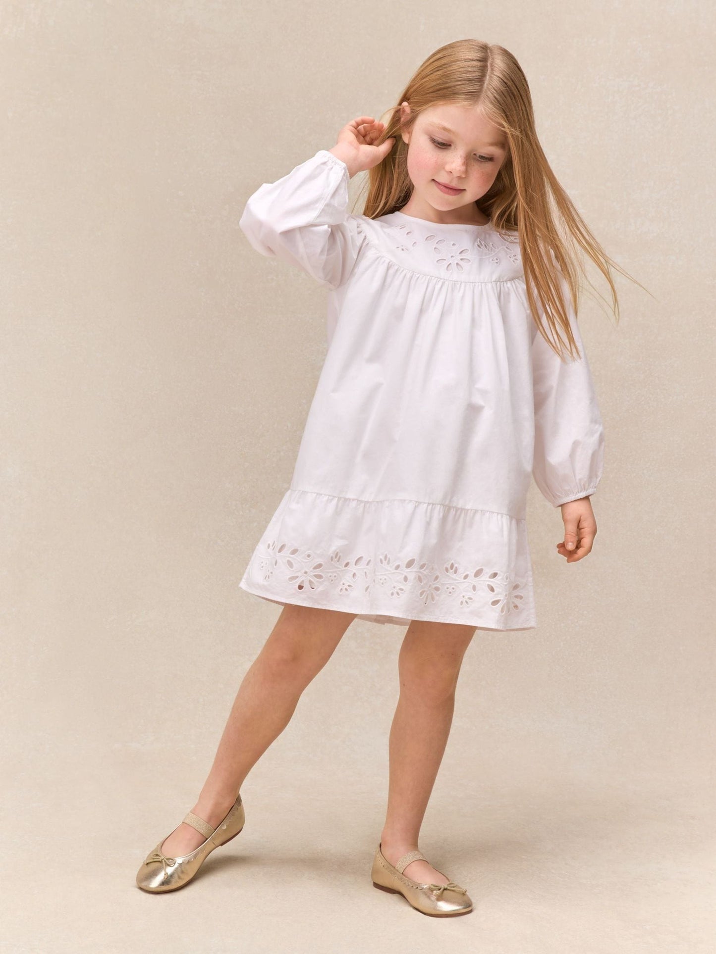 The White Company White Cotton Embroidered Boho Dress image 1