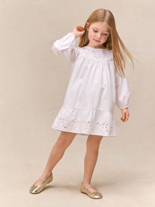 The White Company White Cotton Embroidered Boho Dress image 1