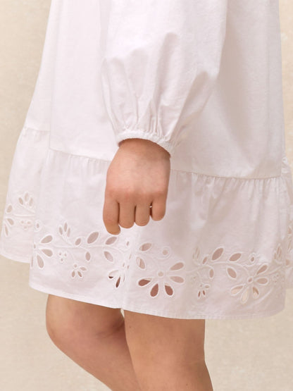 The White Company White Cotton Embroidered Boho Dress image 3