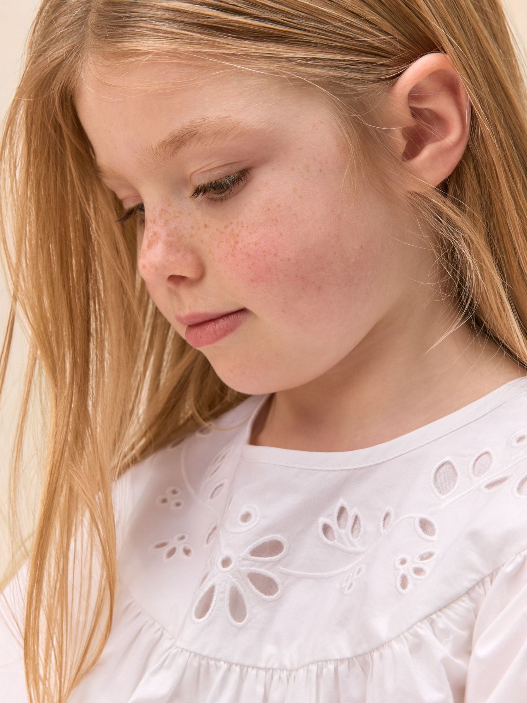 The White Company White Cotton Embroidered Boho Dress image 4