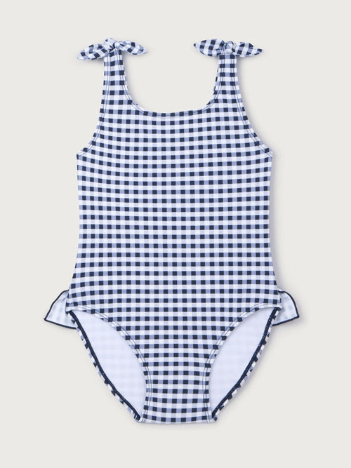 The White Company Blue Gingham Knotted Swimsuit image 1
