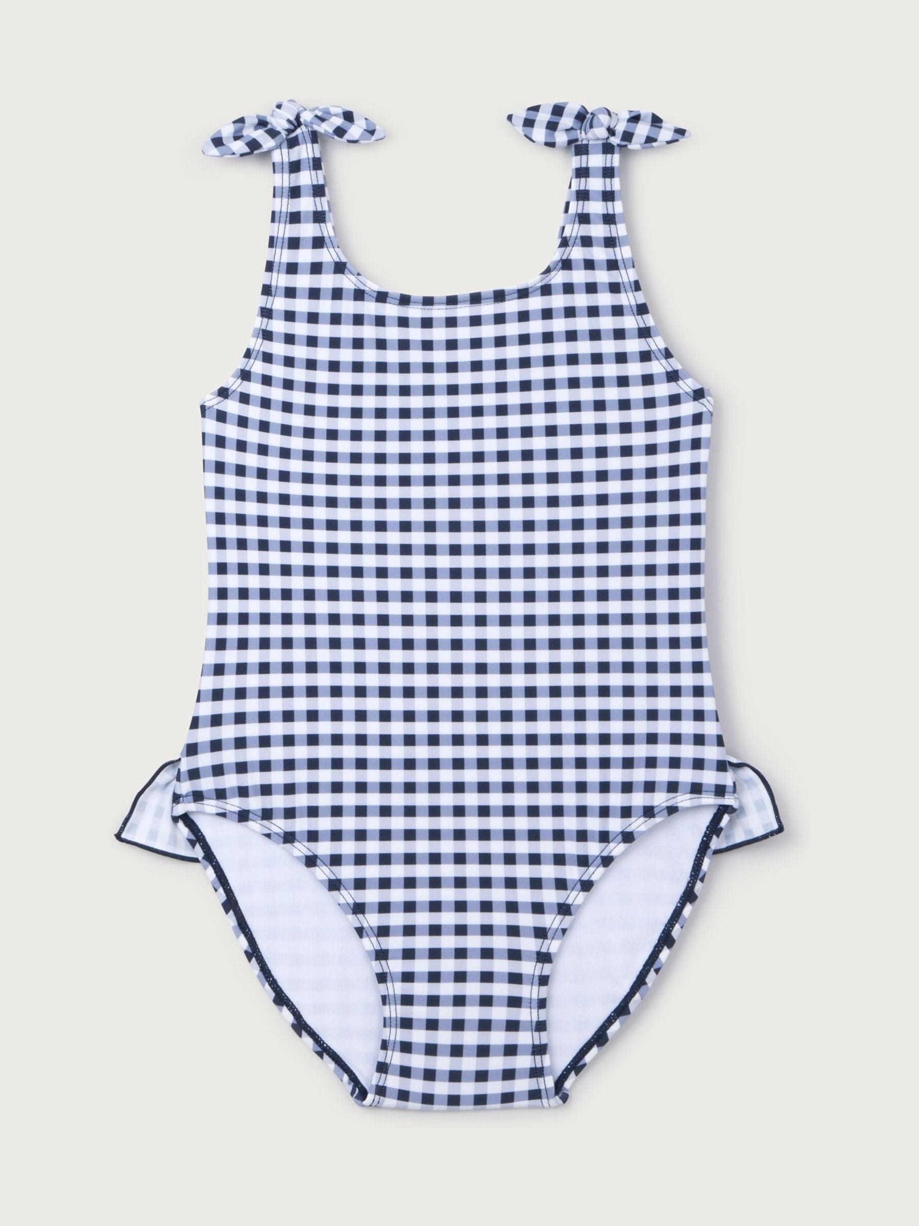 The White Company Blue Gingham Knotted Swimsuit image 1