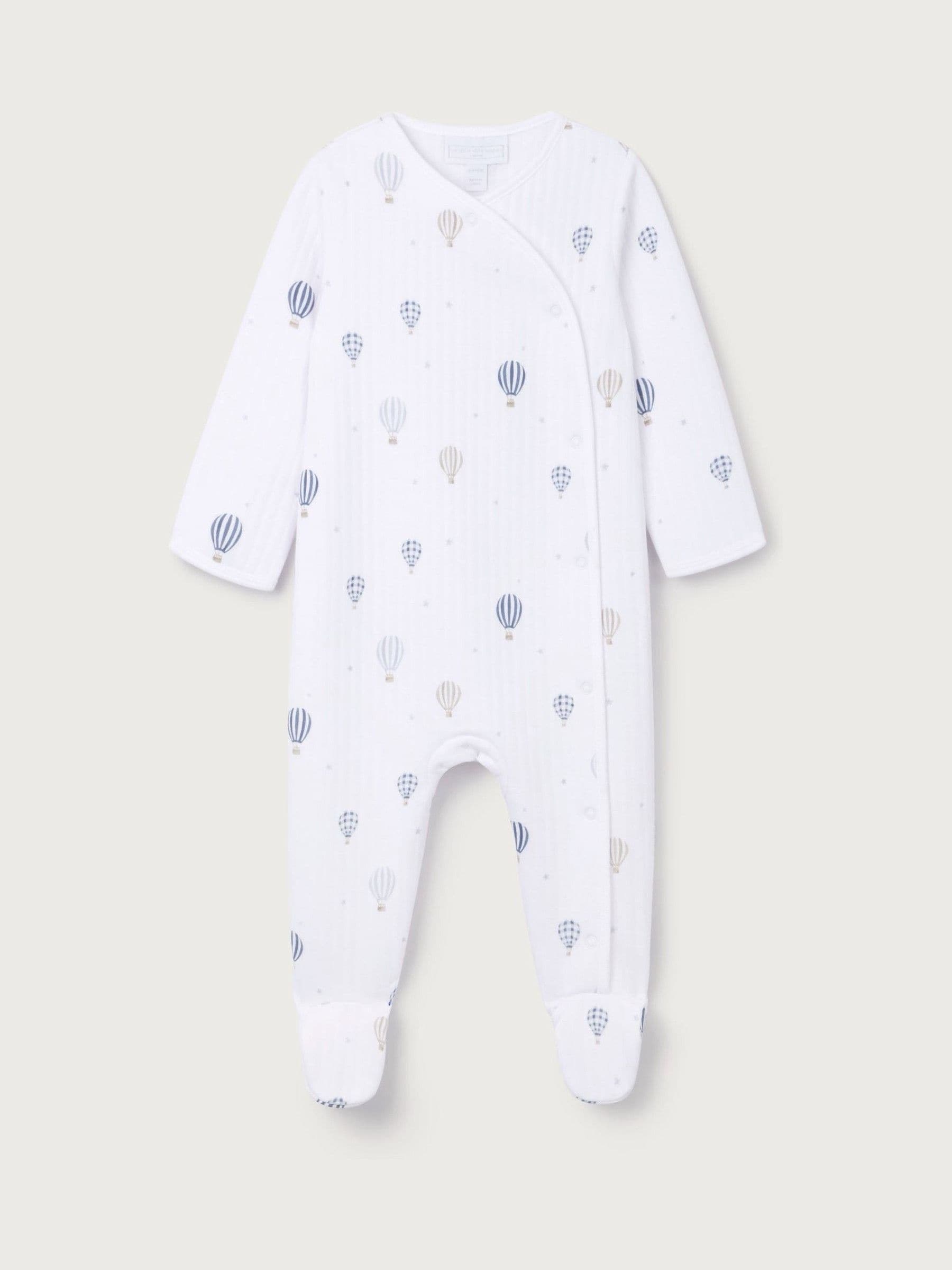The White Company White Cotton Hot Air Balloon Embroidered Sleepsuit image 1