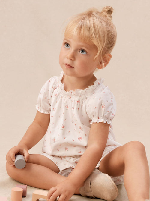 The White Company White Baby Cotton Delphie Floral Romper image 1