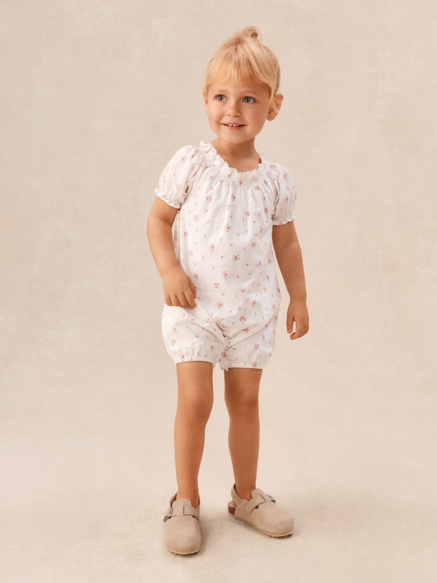 The White Company White Baby Cotton Delphie Floral Romper image 2