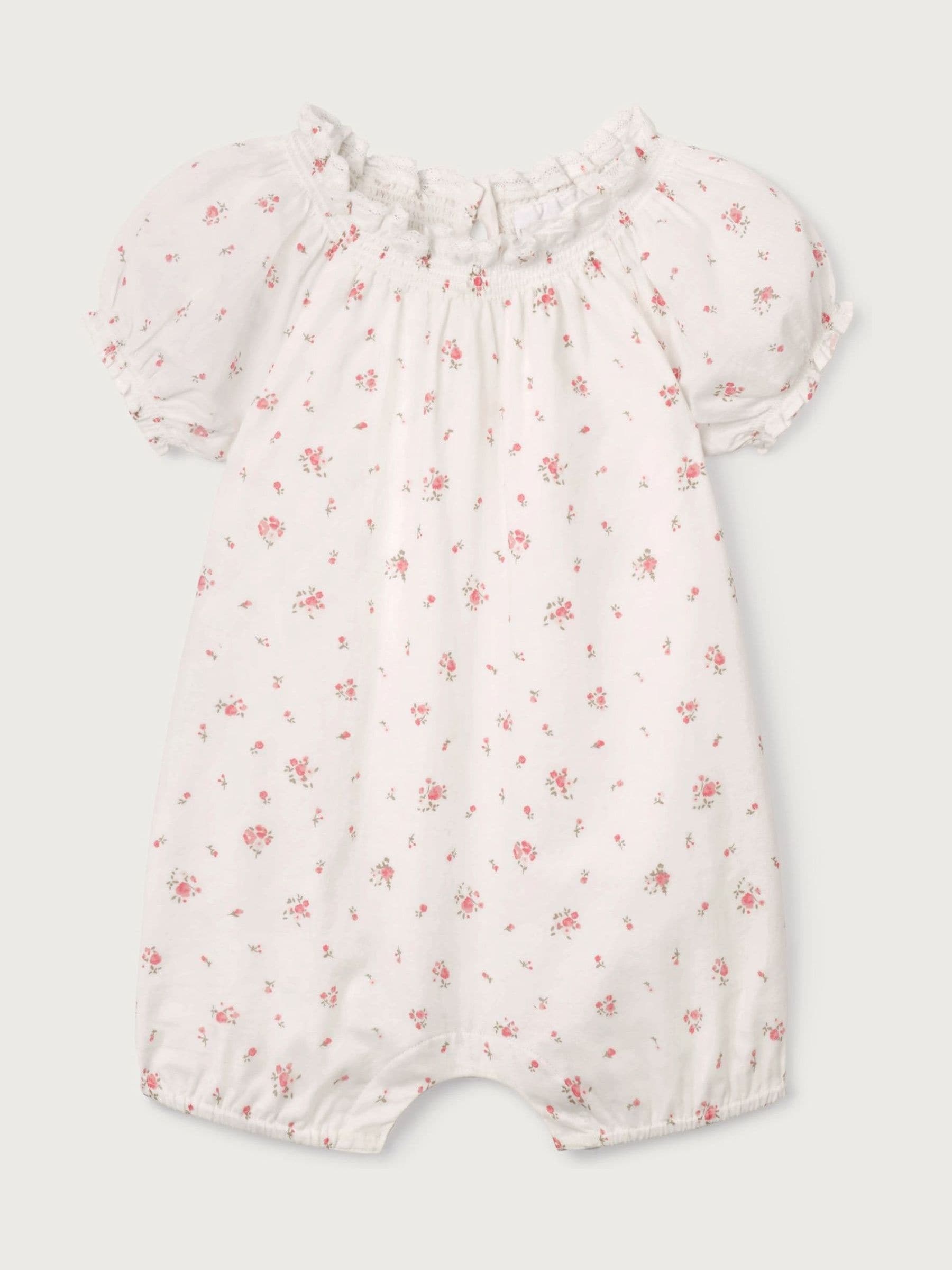 The White Company White Baby Cotton Delphie Floral Romper image 5