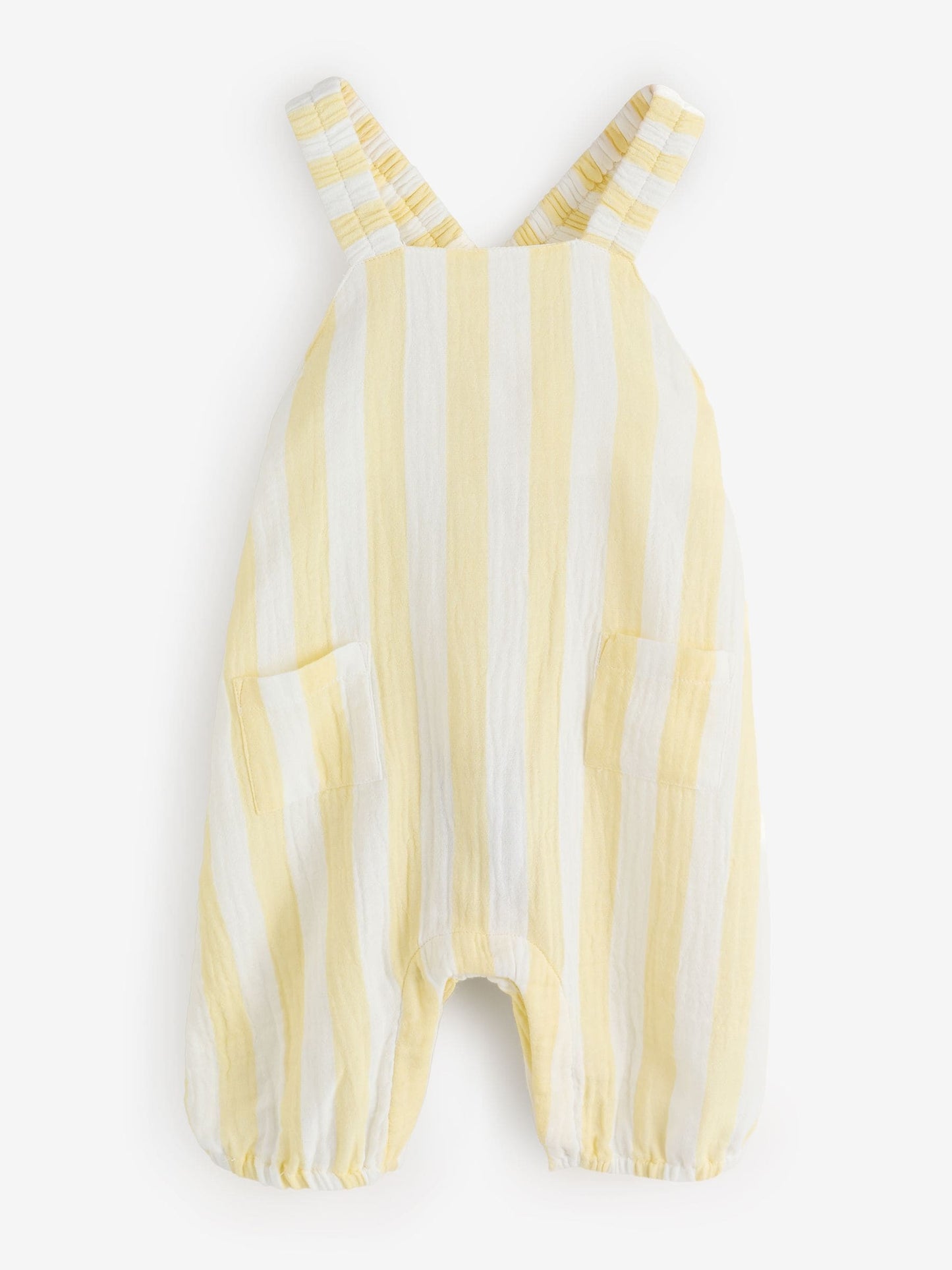 The White Company Yellow Crinkle Cotton Stripe Dungarees image 1