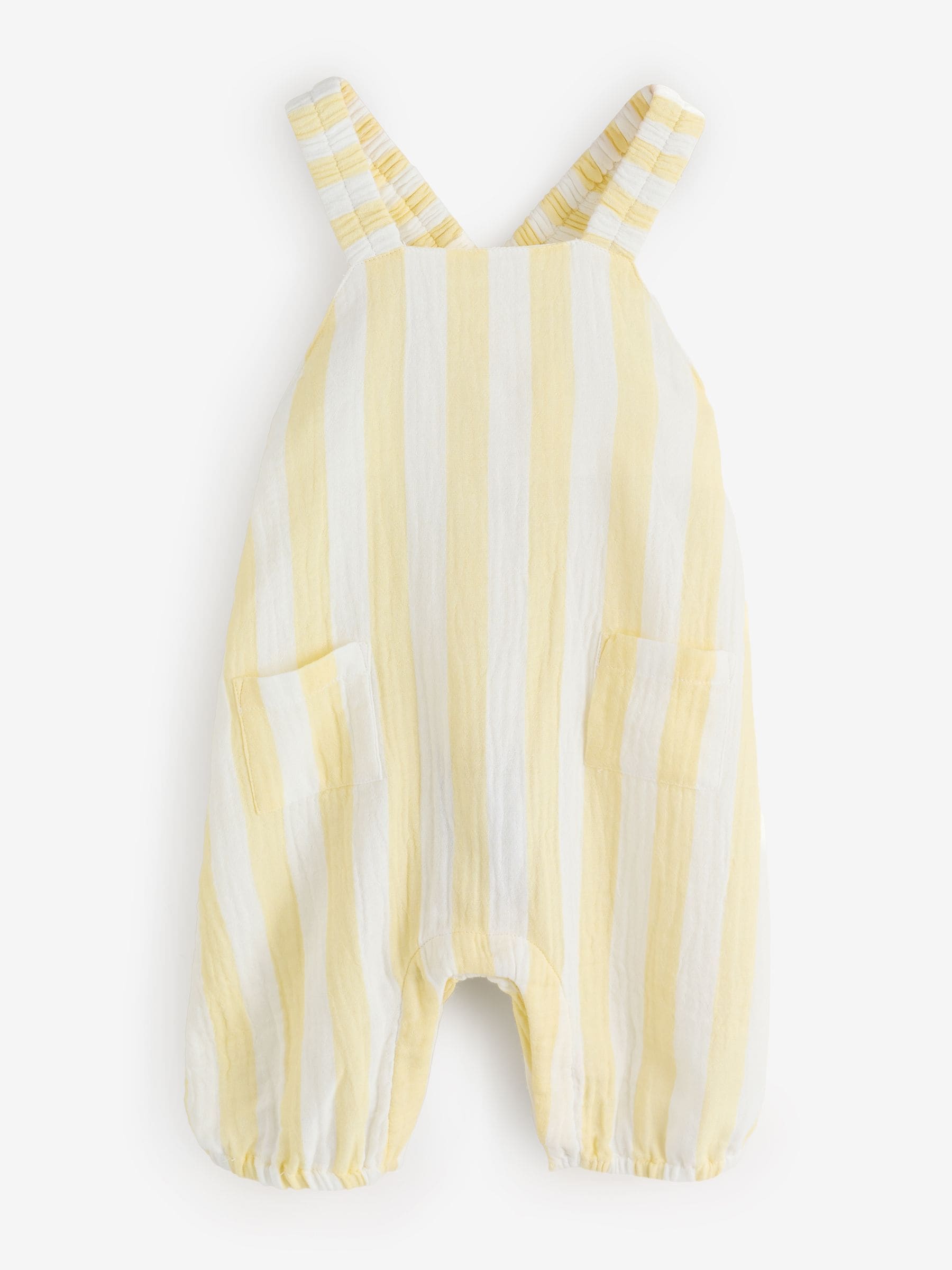 The White Company Yellow Crinkle Cotton Stripe Dungarees image 1