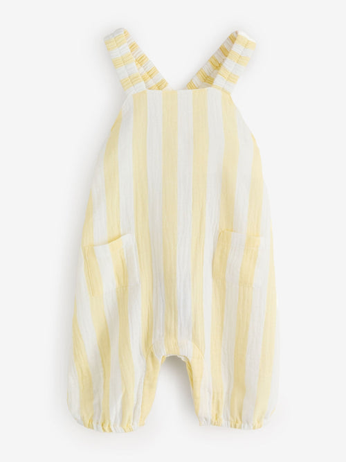 The White Company Yellow Crinkle Cotton Stripe Dungarees image 1