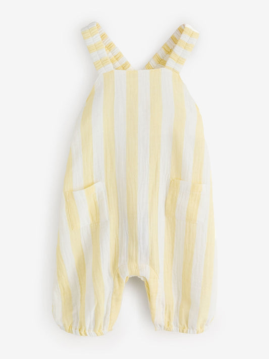The White Company Yellow Crinkle Cotton Stripe Dungarees image 1