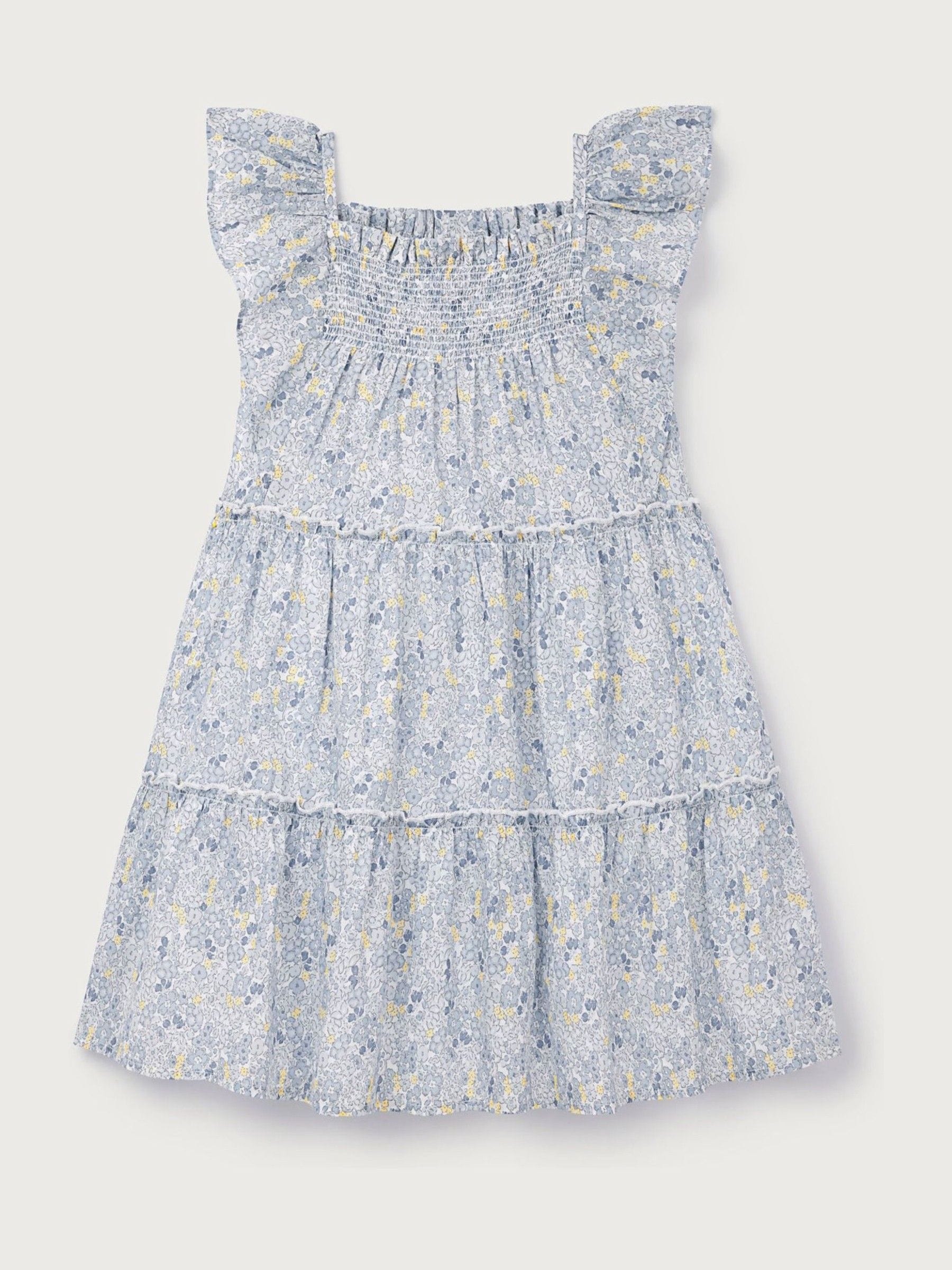Dsiney Kidz - The White Company Blue Cotton Petunia Floral Tiered Dress image 5