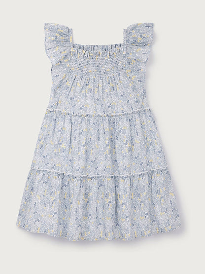 Dsiney Kidz - The White Company Blue Cotton Petunia Floral Tiered Dress image 5