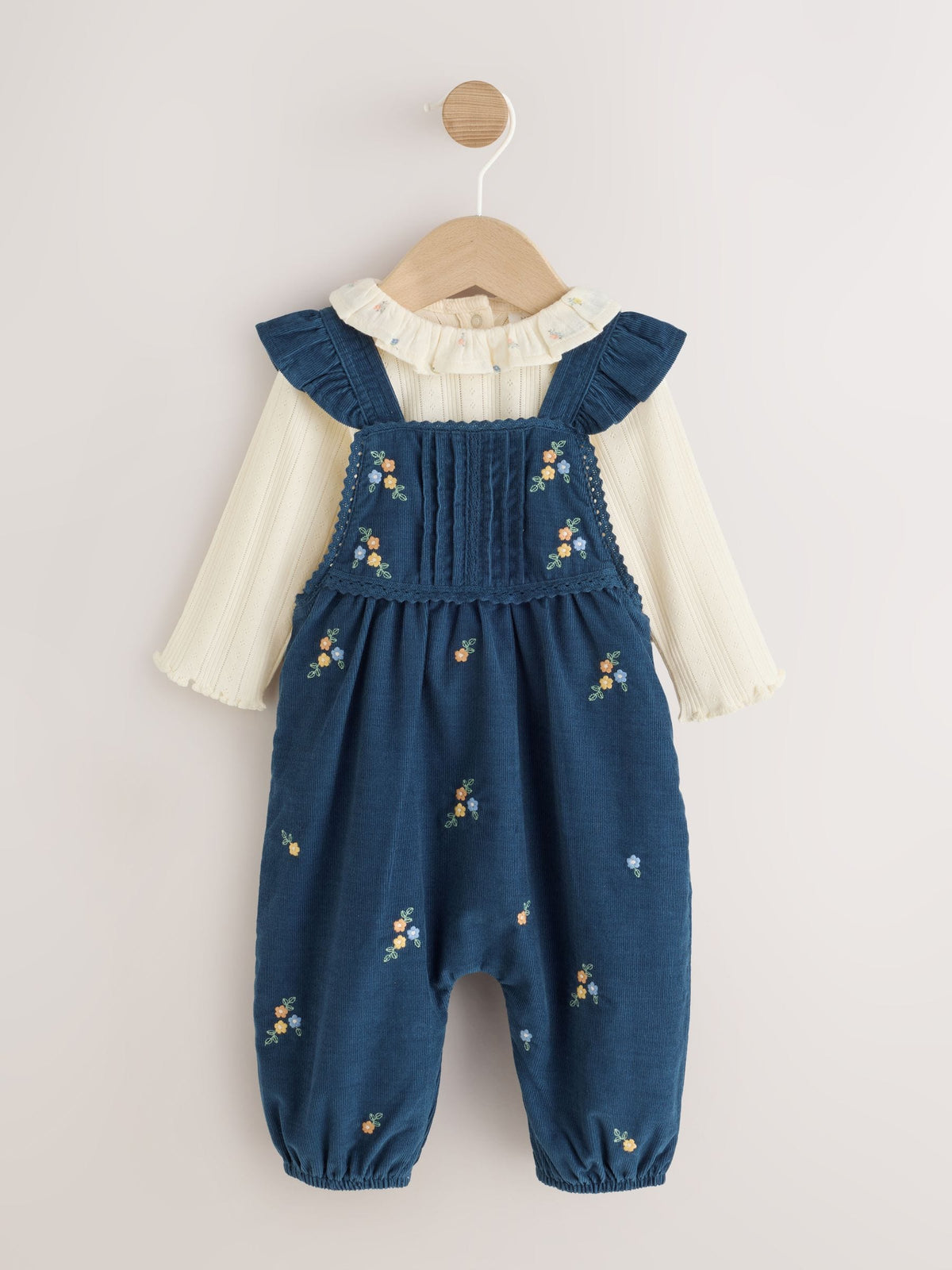 Navy Floral Cord Baby Dungarees And Bodysuit Set 2 Piece (0mths-2yrs) - image 1