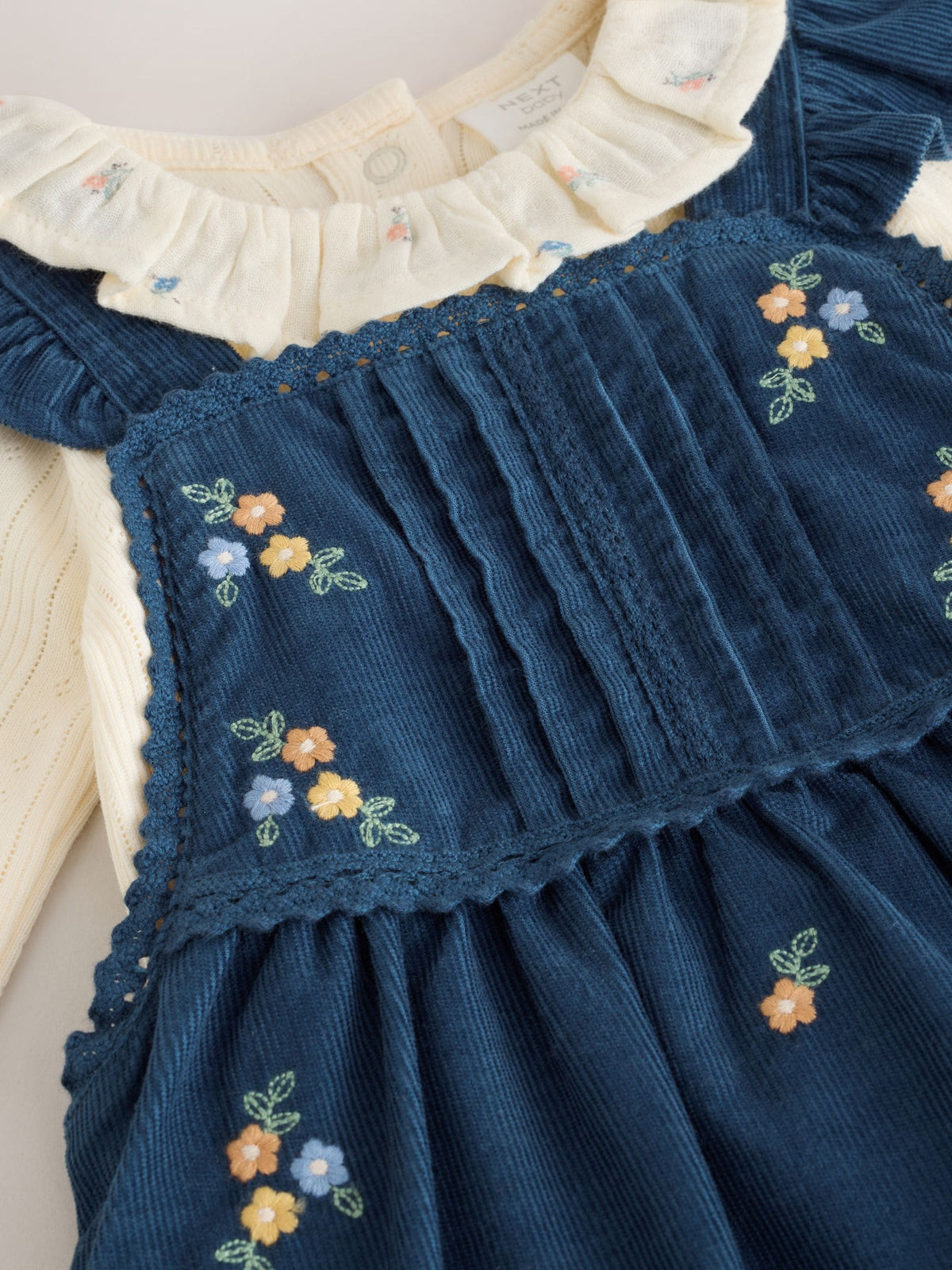 Navy Floral Cord Baby Dungarees And Bodysuit Set 2 Piece (0mths-2yrs) - image 3