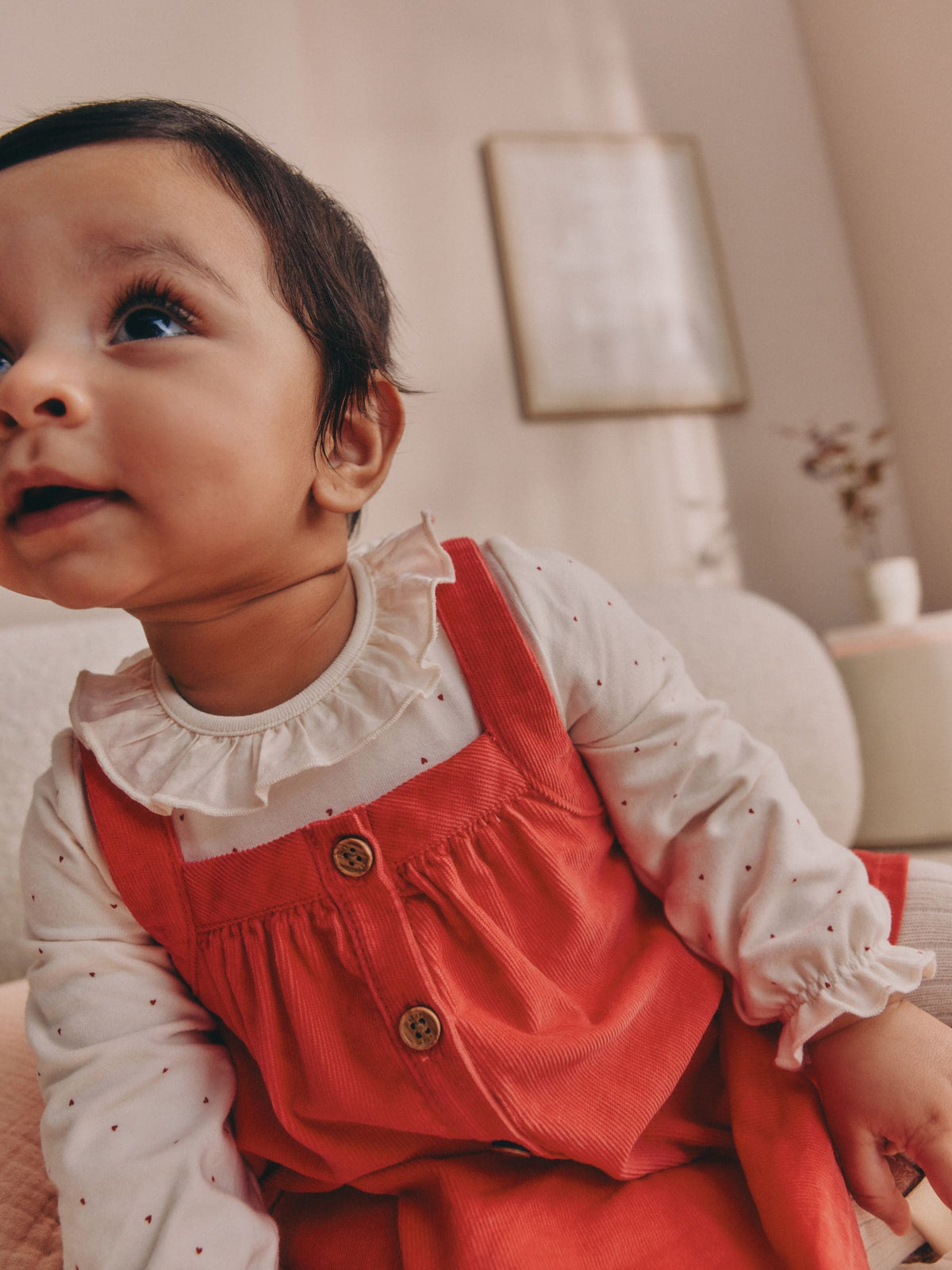 Red Cord Baby Pinafore Long Sleeve Bodysuit And Tights 3 Piece Set (0mths-2yrs) - image 6