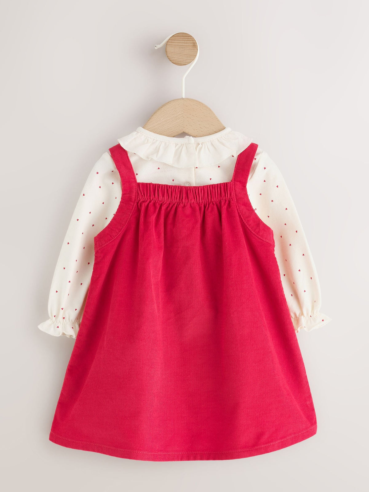 Red Cord Baby Pinafore Long Sleeve Bodysuit And Tights 3 Piece Set (0mths-2yrs) - image 8