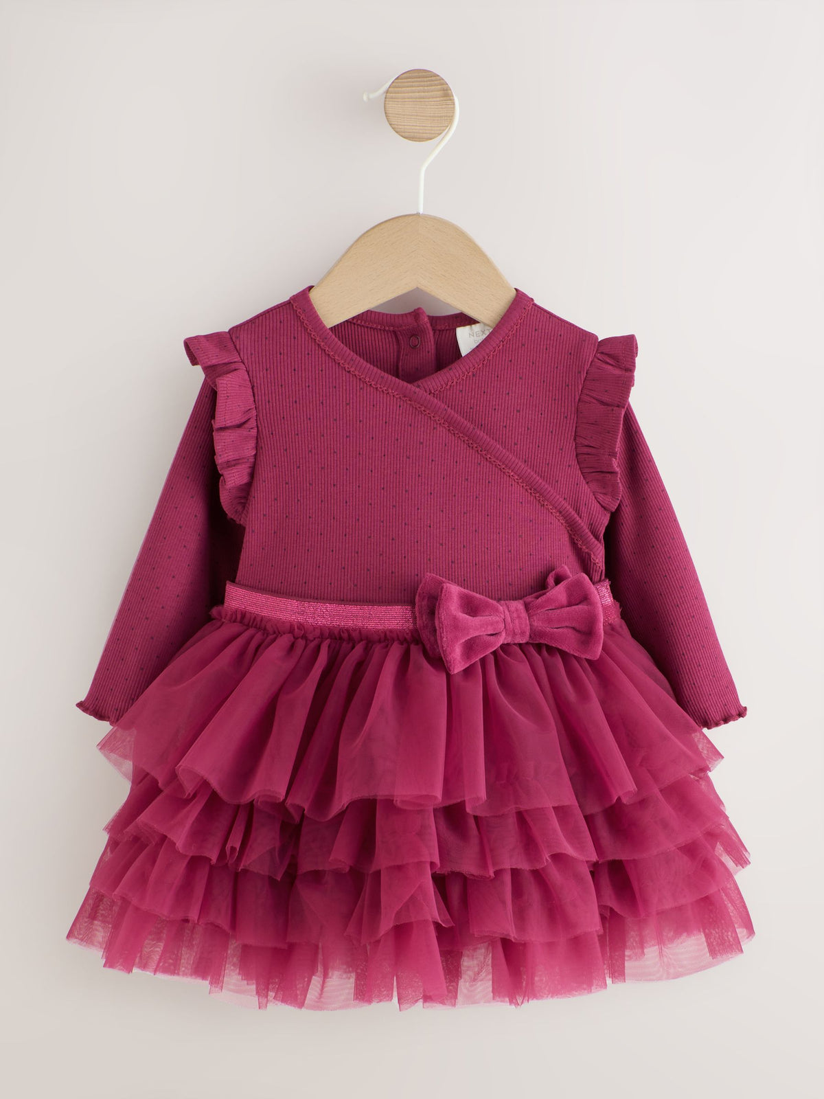 Burgundy Mesh Baby Long Sleeve Tutu Dress (0mths-2yrs) - image 5