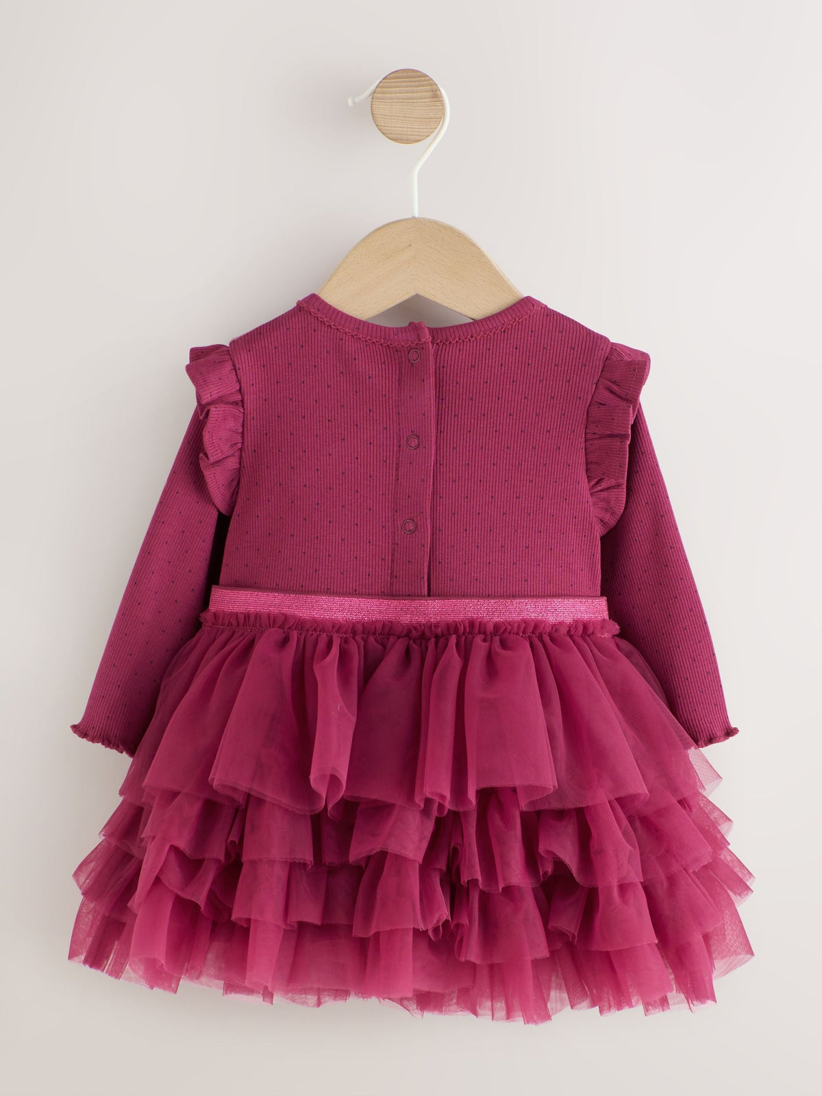 Burgundy Mesh Baby Long Sleeve Tutu Dress (0mths-2yrs) - image 6