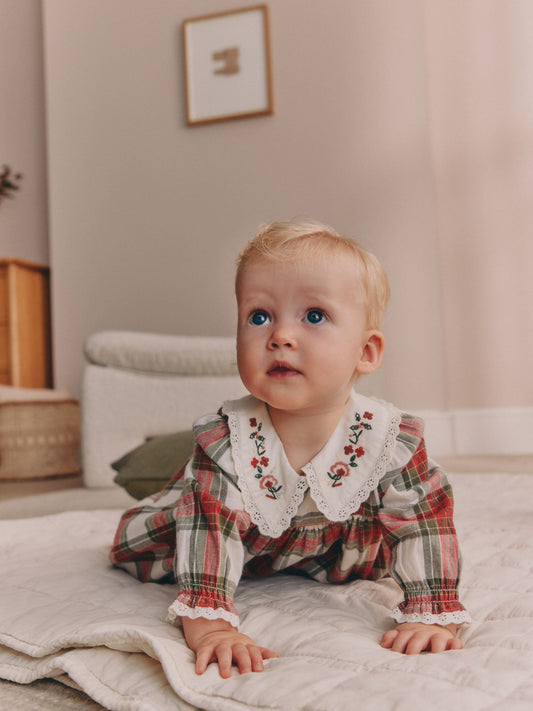 Dsiney Kidz - Ecru and Red Checked Dress and Tights Baby 2 Piece Set (0mths-2yrs) image 2
