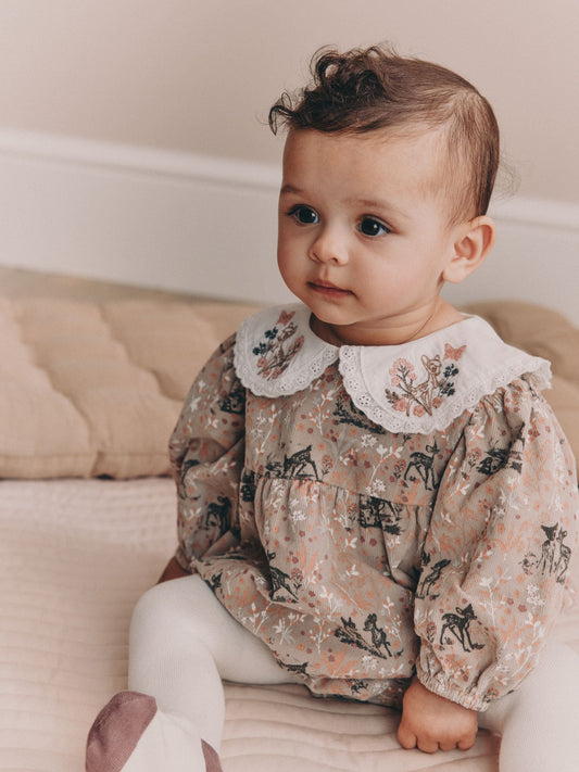 Mink Brown Bambi Cord Baby Romper And Tights 2 Piece Set (0mths-2yrs) - image 1