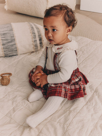 Red Check Baby Long Sleeve Bodysuit Bubble Skirt And Tights Set 3 Piece (0mths-2yrs) - image 1
