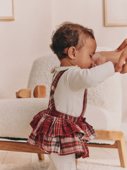 Red Check Baby Long Sleeve Bodysuit Bubble Skirt And Tights Set 3 Piece (0mths-2yrs) - image 2