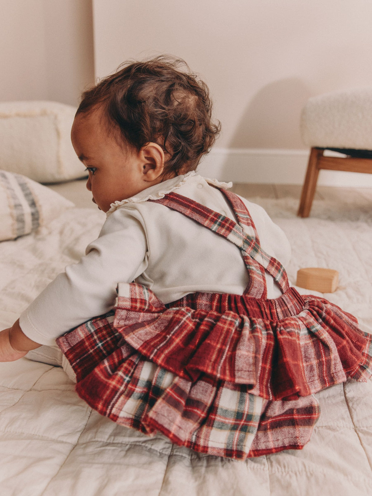 Red Check Baby Long Sleeve Bodysuit Bubble Skirt And Tights Set 3 Piece (0mths-2yrs) - image 3