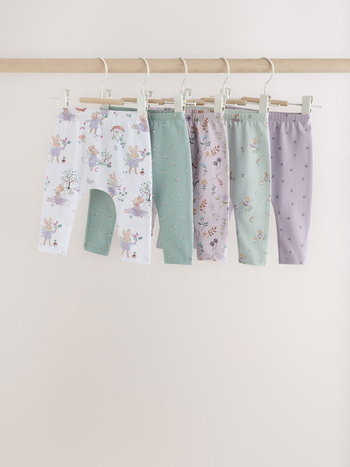 Dsiney Kidz - Sage Green Fairy Mouse Baby Leggings 5 Pack (0mths-2yrs) image 1