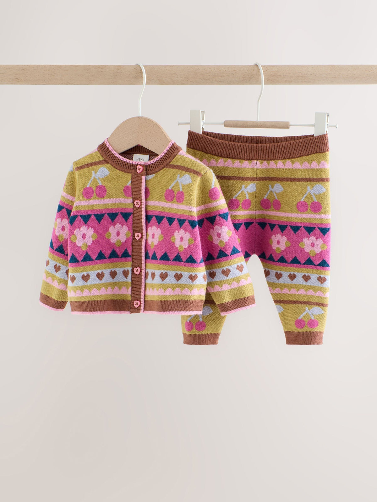 Green Fairisle Knitted Cardigan and Leggings Baby Set 2 Piece (0mths-2yrs) - image 1