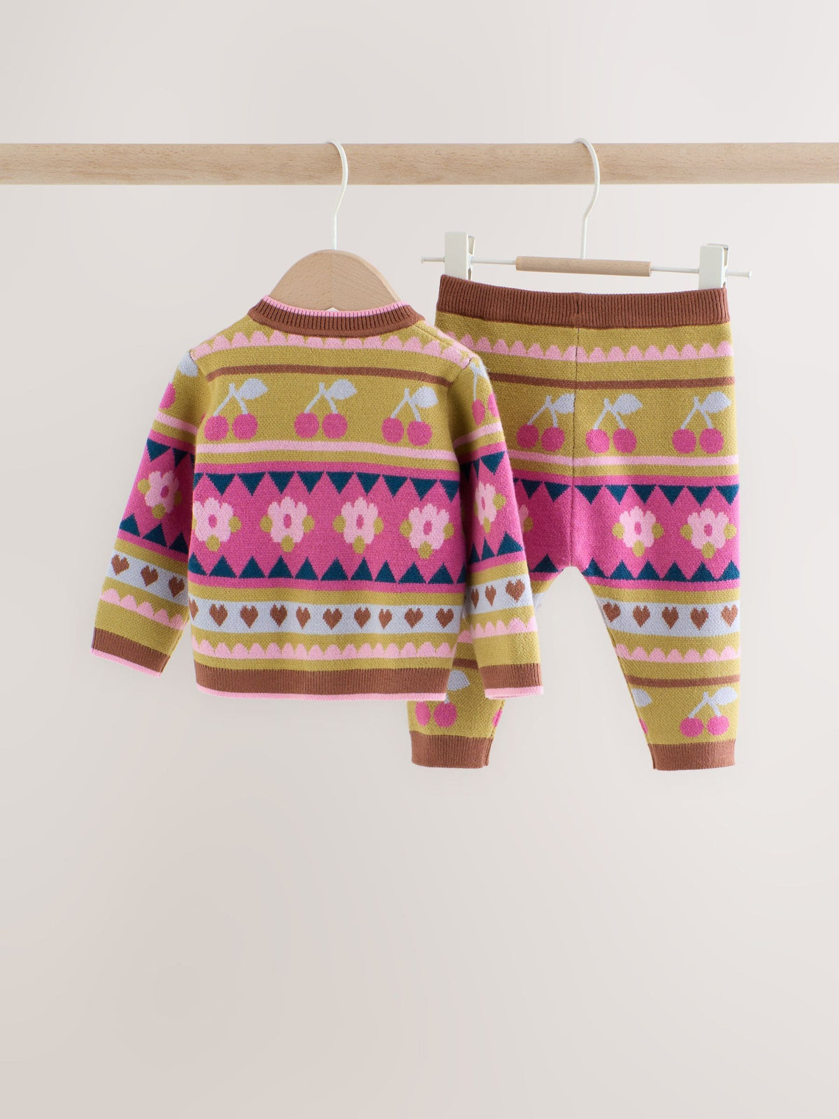 Green Fairisle Knitted Cardigan and Leggings Baby Set 2 Piece (0mths-2yrs) - image 2