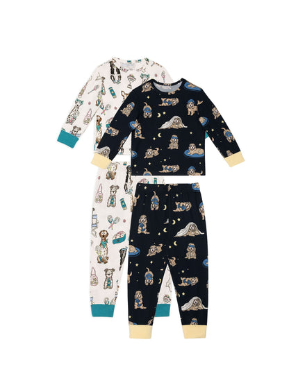 Chelsea Peers Blue Kids The Bark Cockapoo Snooze Print Long Pyjamas Set 2 Pack - image 1