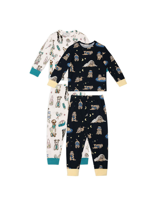 Chelsea Peers Blue Kids The Bark Cockapoo Snooze Print Long Pyjamas Set 2 Pack - image 1