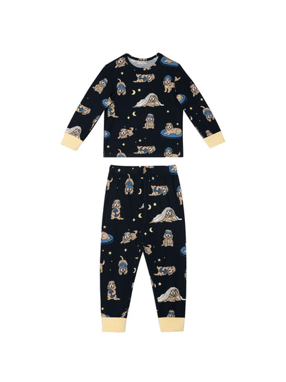 Chelsea Peers Blue Kids The Bark Cockapoo Snooze Print Long Pyjamas Set 2 Pack - image 4