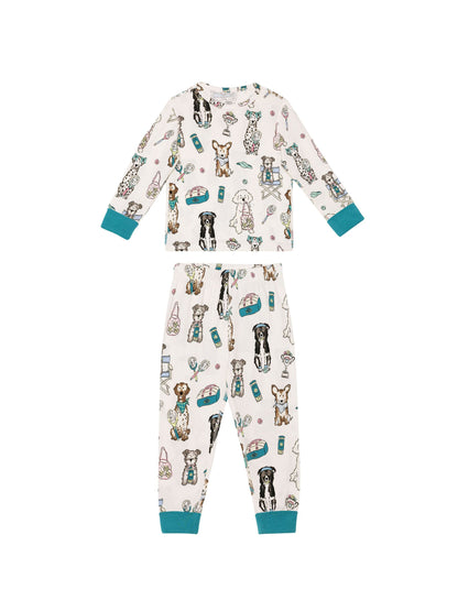 Chelsea Peers Blue Kids The Bark Cockapoo Snooze Print Long Pyjamas Set 2 Pack - image 5