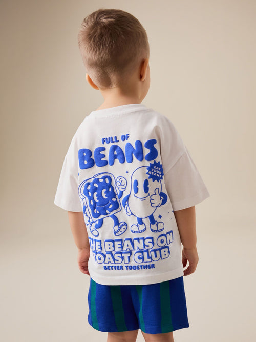 White Full of Beans Short Sleeve Graphic T-Shirt (3mths-7yrs) image 1
