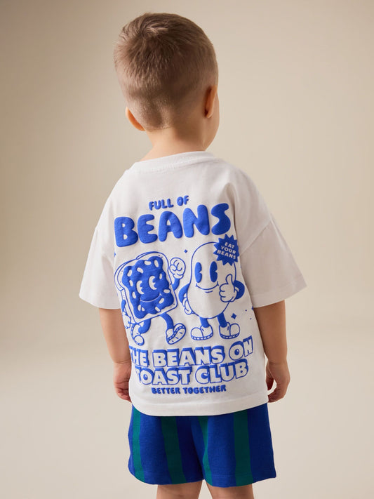 White Full of Beans Short Sleeve Graphic T-Shirt (3mths-7yrs) image 1
